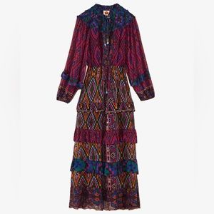Brand New Size Medium Farm Rio Mixed Tapestry Scarf Maxi Dress